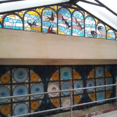 Restauración vidrieras de la Residència de Gent Gran Francesc Layret, antigua Casa de la Lactancia. Barcelona