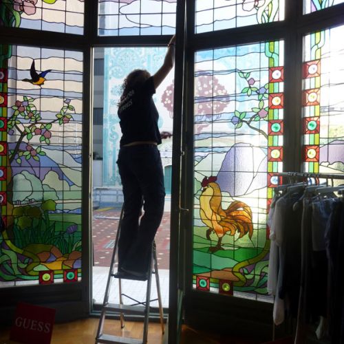 Restauración vidrieras modernistas. Casa Lleó Morera. Barcelona