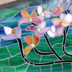 Detalle mural mosaico en vidrio