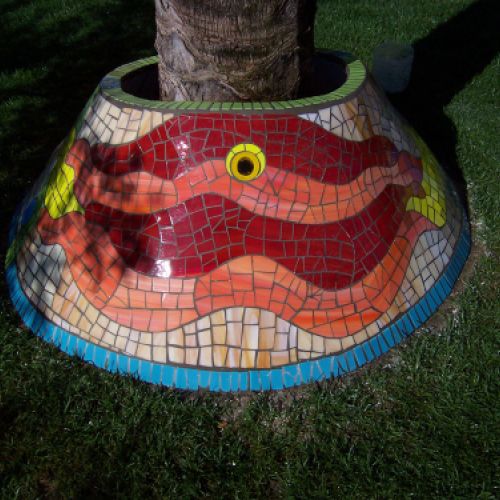 Jardineras para exterior en mosaico de vidrio