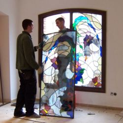 Montaje vitral ensamblado en vidrio de cámara