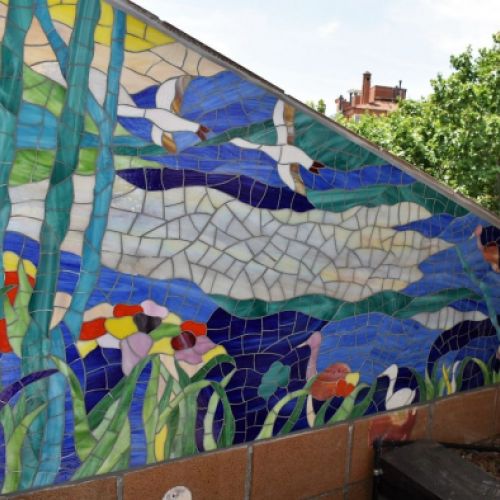 Mural mosaico en vidrio. Cerdanyola