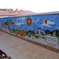 Mural de mosaico en vidrio