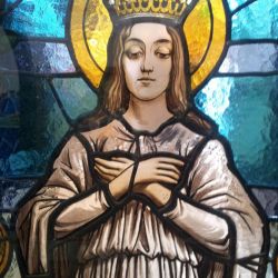 Detalle grisalla restauración Panteón modernista Eduard Sevilla i Montoliu/Coromina. Montjuic