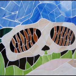 Detalle mural de mosaico en vidrio