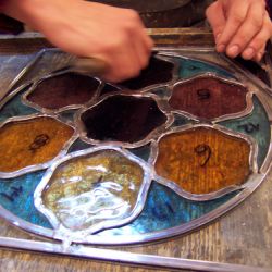 Restauración vidriera emplomada. Casa de les Punxes