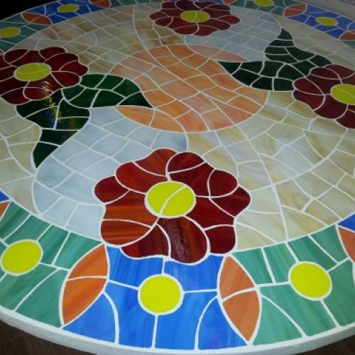 Mesa de mosaico en vidrio