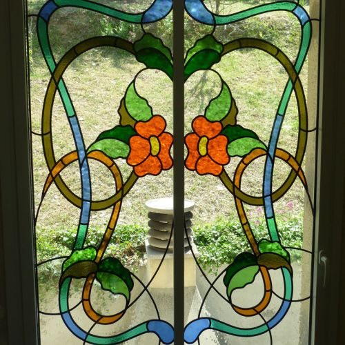 Vidriera emplomada. Casa particular. Les Planes