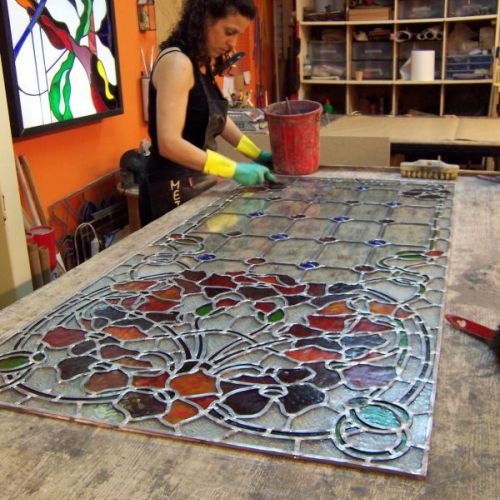 Restauración vidriera modernista. Cerdanyola del Vallés