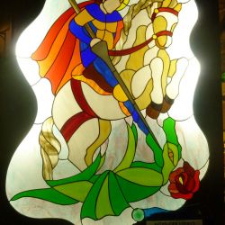 Vidriera técnica Tiffany. Sant Jordi. Sant Cugat del Vallés