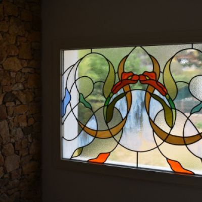 Vitral ensamblado en cámara. Sant Antoni Calonge. Casa Particular