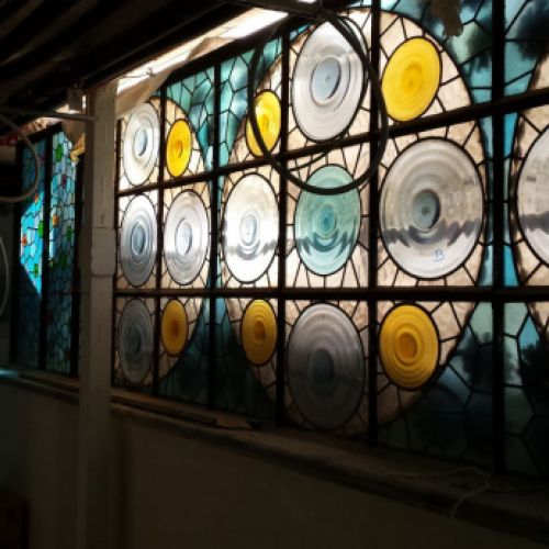 Restauración vidrieras de la Residència de Gent Gran Francesc Layret, antigua Casa de la Lactancia. Barcelona