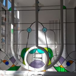 Vitral emplomado "Art Decó" para lavabo