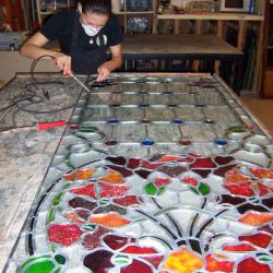 Restauración vidriera modernista. Cerdanyola del Vallés