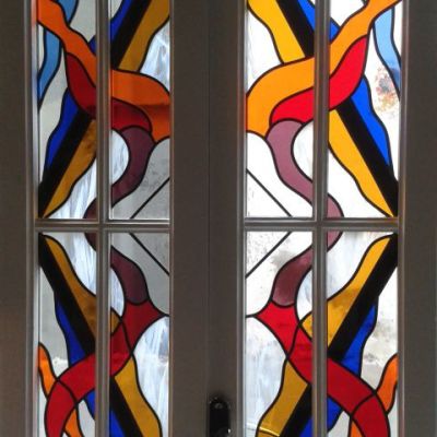 Detalle vidriera emplomada. Casa particular. Sant Cugat del Vallés