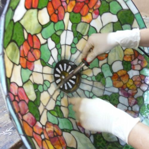 Trabajo de restauración de vidrio