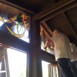 Montaje paneles de vitral ensamblados en vidrios de cámara 6/8/6