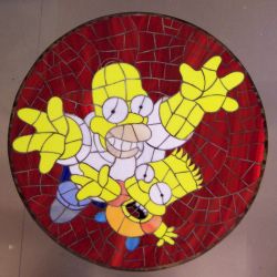 Mesa de mosaico en vidrio de homer