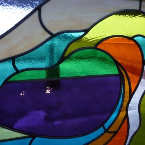 Detalle vidriera emplomada