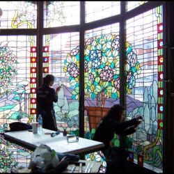 Restauración vidrieras modernistas. Casa Lleó Morera. Barcelona