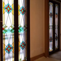 Vitral emplomado pra ventana de PVC, doble acristalamiento