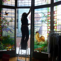 Restauración vidrieras modernistas. Casa Lleó Morera. Barcelona