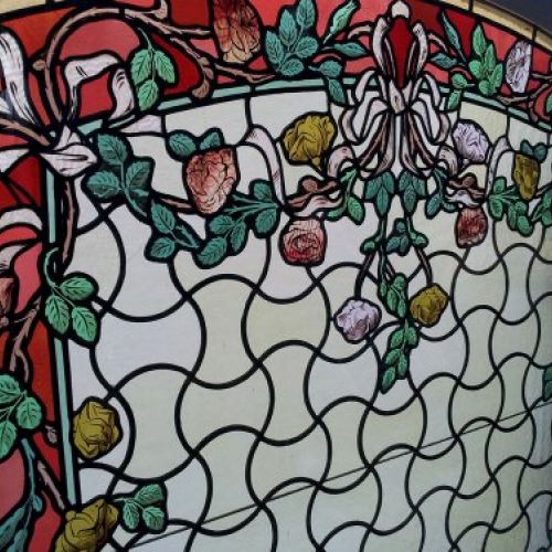 Restauración vidriera emplomada modernista