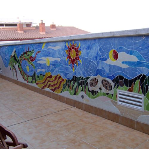 Mural de mosaico en vidrio