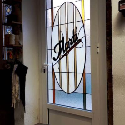 Detalle vitral para Martí 1945   Taller camisería Barcelona