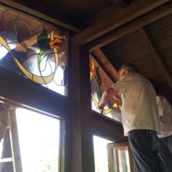 Montaje paneles de vitral ensamblados en vidrios de cámara 6/8/6