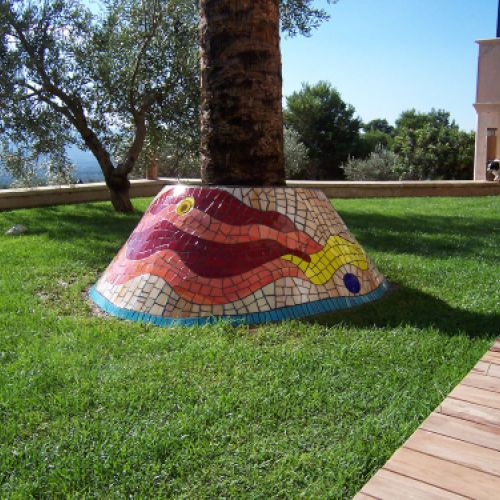 Jardineras para exterior en mosaico de vidrio