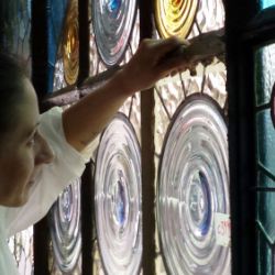 Restauración vidrieras de la Residència de Gent Gran Francesc Layret, antigua Casa de la Lactancia. Barcelona